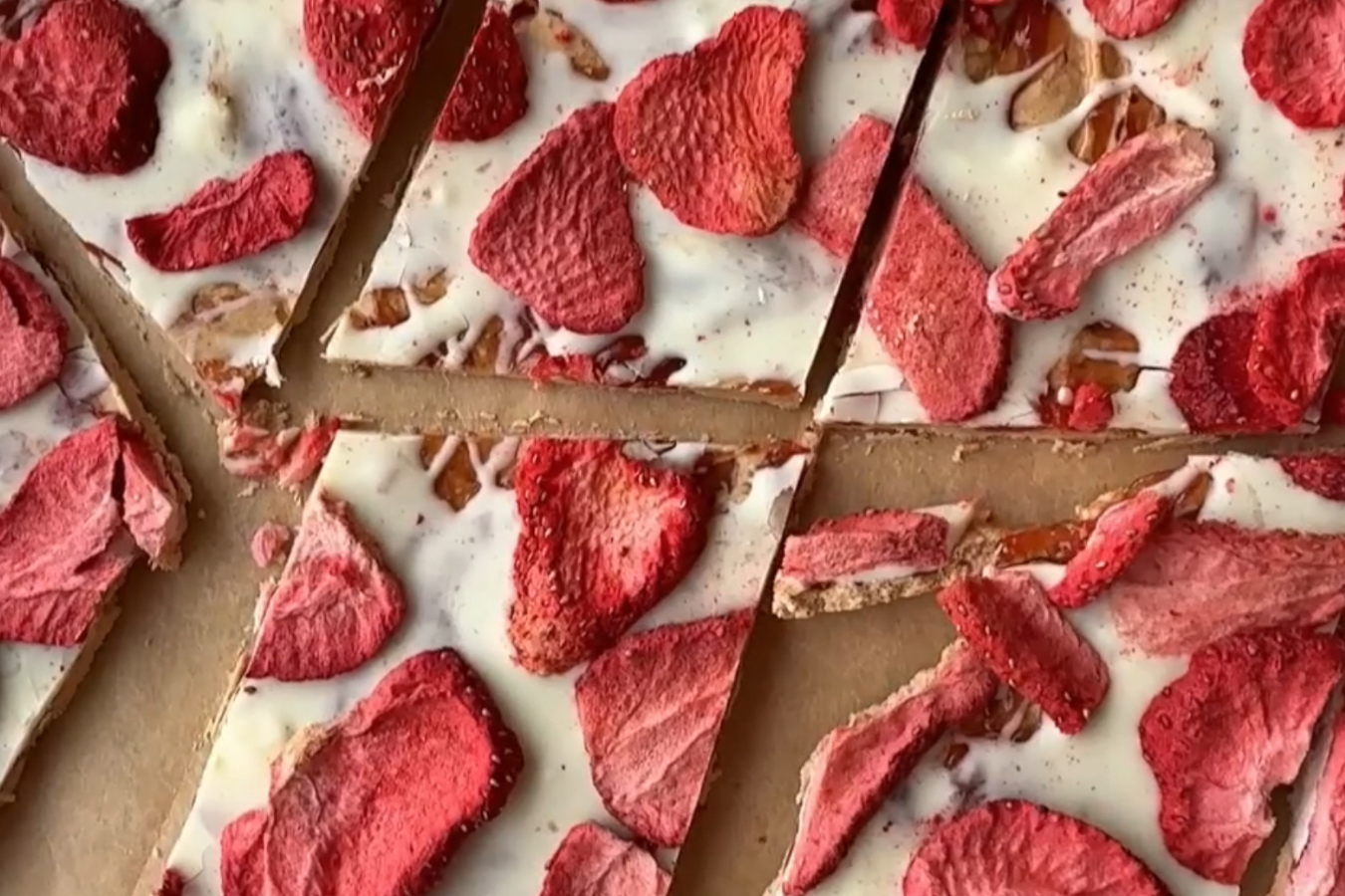 Strawberries & Cream Protein Cookie Dough BarkStrawberries & Cream Protein Cookie Dough Bark
